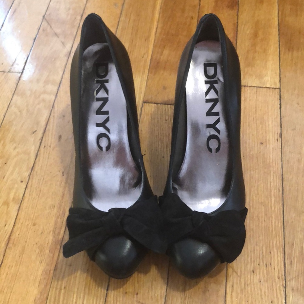 DKNYC Black Leather Heels